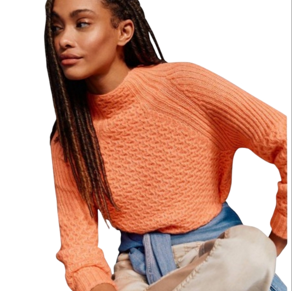 Anthropologie coral knit mock neck knit sweater